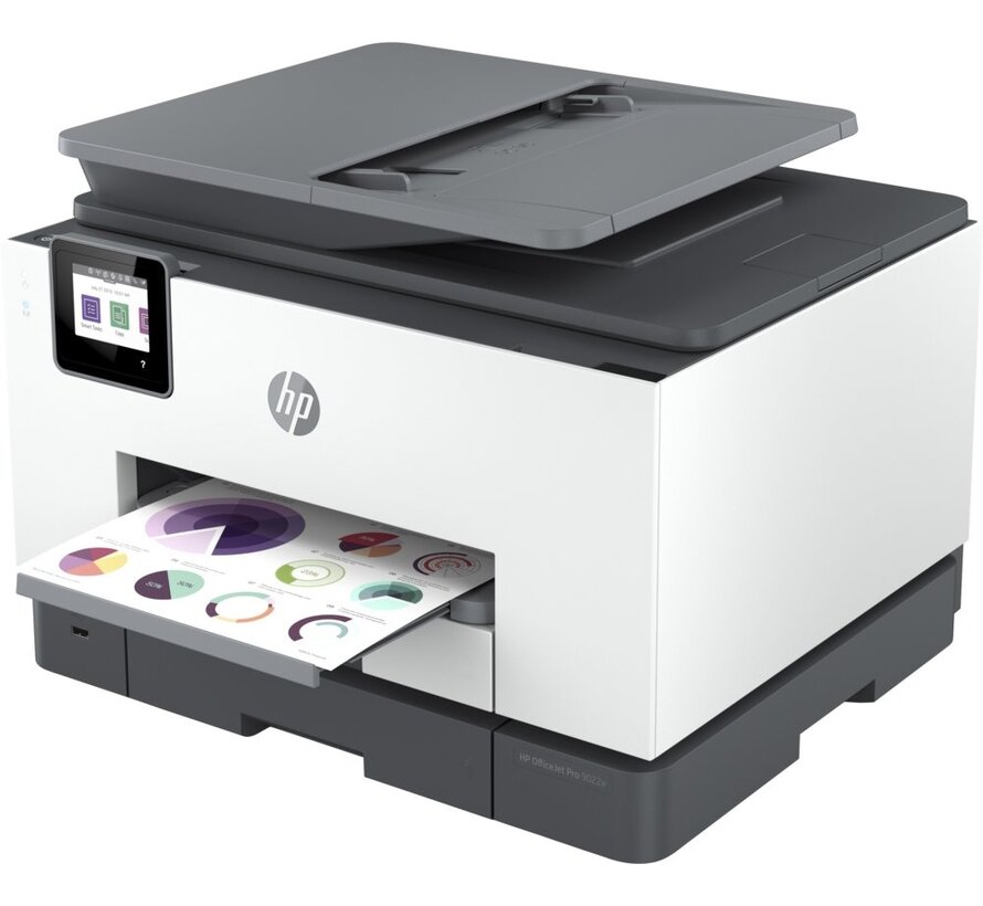 HP OfficeJet Pro 9022e All-in-One-printer, Printen, kopiëren, scannen, faxen, Automatische invoer voor 35 vellen; Printen via USB-poort aan voorzijde;