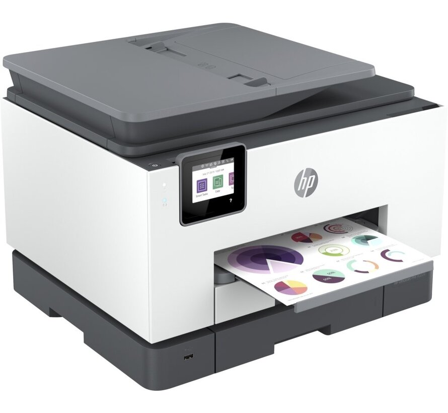 HP OfficeJet Pro 9022e All-in-One-printer, Printen, kopiëren, scannen, faxen, Automatische invoer voor 35 vellen; Printen via USB-poort aan voorzijde;