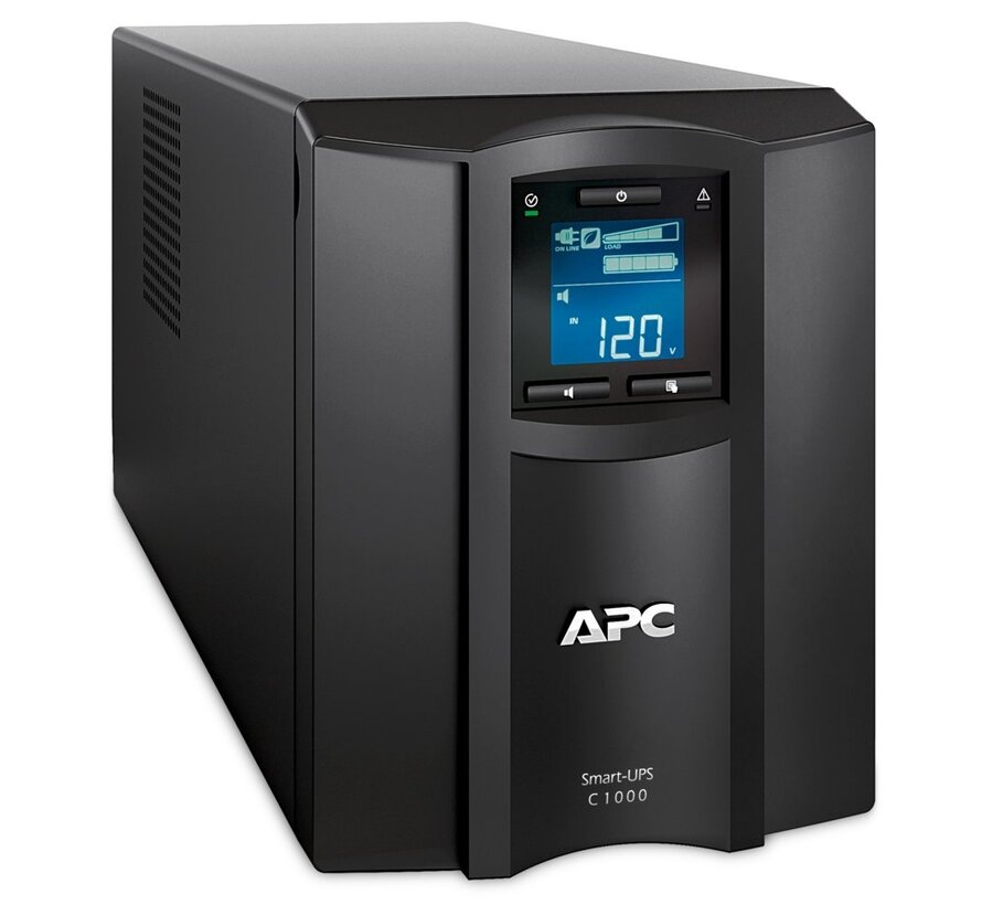Smart-UPS SMC1000IC | 1000 VA / 600 W | Tower UPS | 8x IEC C13 Stopcontacten | Pure Sine Wave | AVR Spanningsregeling | LCD-scherm | SmartConnect