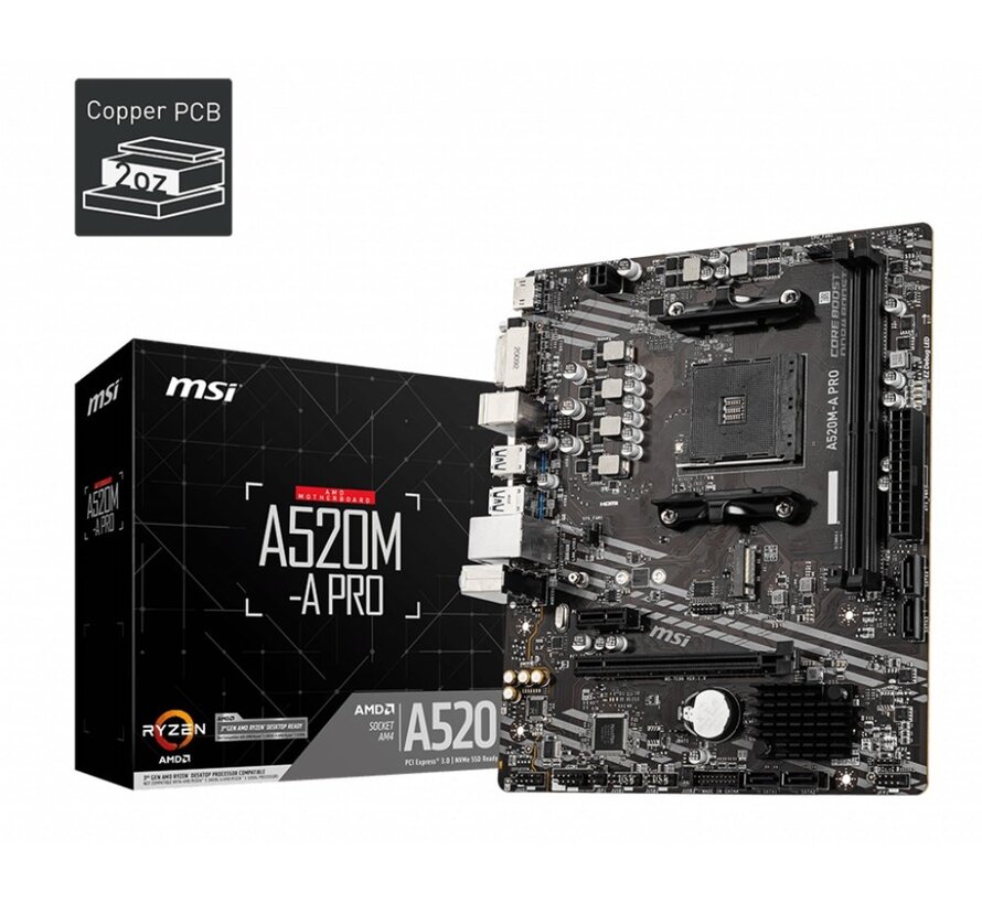 A520M-A PRO | Socket AM4 | AMD A520 | 2xDDR4 | Micro-ATX | Moederbord