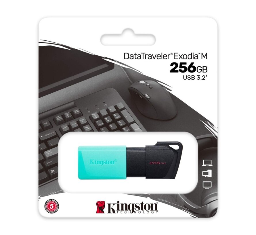 Technology DataTraveler Exodia M USB flash drive 256 GB USB Type-A 3.2 Gen 1 (3.1 Gen 1) Zwart, Turkoois