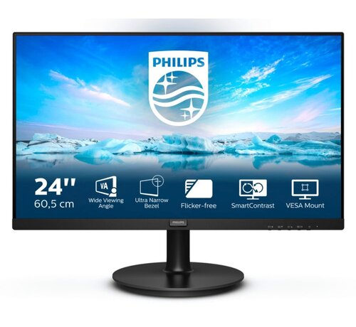 Philips V Line 241V8L/00 LED display 60,5 cm (23.8") 1920 x 1080 Pixels Full HD Zwart