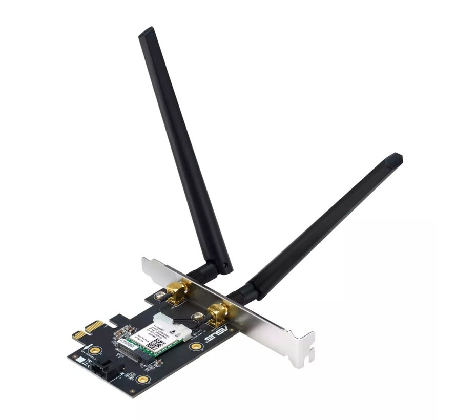 ASUS PCE-AXE5400 Interne WLAN-kaart | Wi-Fi 6E (802.11ax) | 2402 Mbit/s | Tri-band (2,4 GHz / 5 GHz / 6 GHz) | Bluetooth 5.2