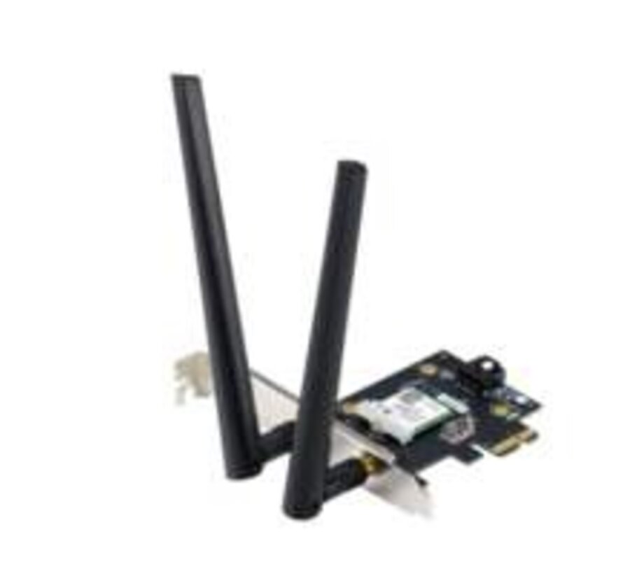 ASUS PCE-AXE5400 Interne WLAN-kaart | Wi-Fi 6E (802.11ax) | 2402 Mbit/s | Tri-band (2,4 GHz / 5 GHz / 6 GHz) | Bluetooth 5.2