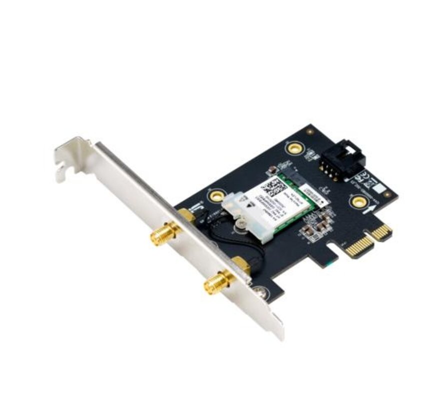 ASUS PCE-AXE5400 Interne WLAN-kaart | Wi-Fi 6E (802.11ax) | 2402 Mbit/s | Tri-band (2,4 GHz / 5 GHz / 6 GHz) | Bluetooth 5.2