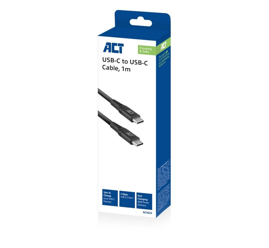 AC3025 | USB 3.2 Gen 1 | USB-C Kabel | 1m | Zwart