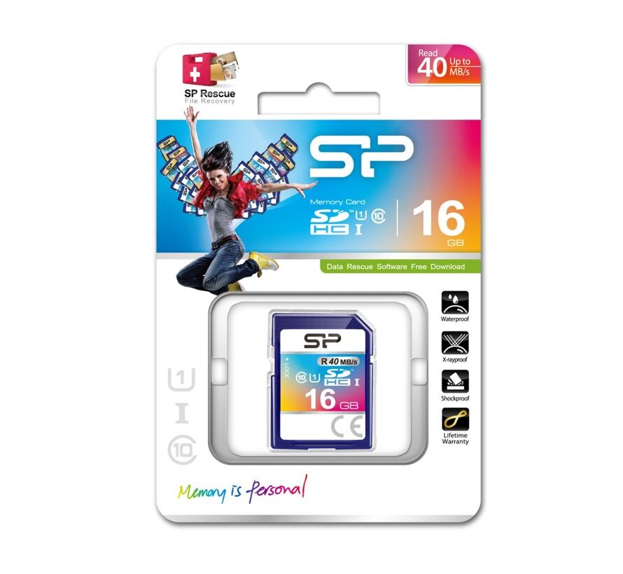 SP016GBSDH010V10 flashgeheugen 16 GB SDHC Klasse 10