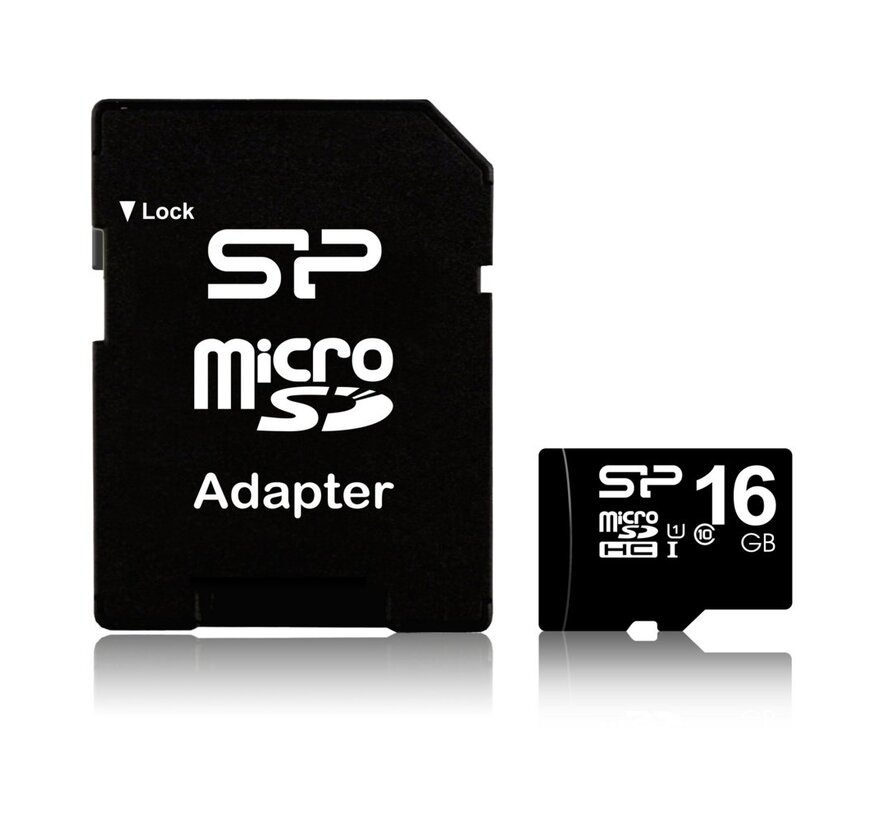 16GB MicroSDHC Class10 UHS-1 incl. SD-adapter Zwart