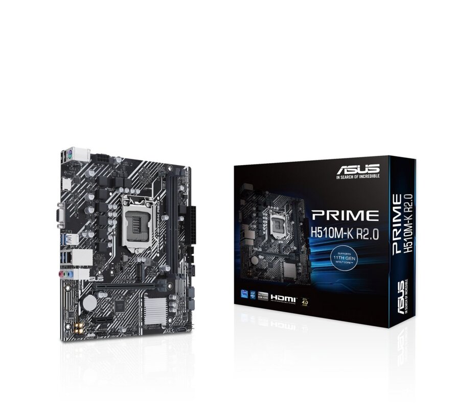 ASUS PRIME H510M-K R2.0 | Socket LGA 1200 | Intel H470 | 4xDDR4 | Micro-ATX | Moederbord