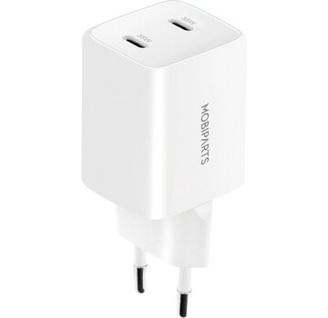 Mobiparts GaN Wall Charger | Dual USB-C Oplader 35W | Wit