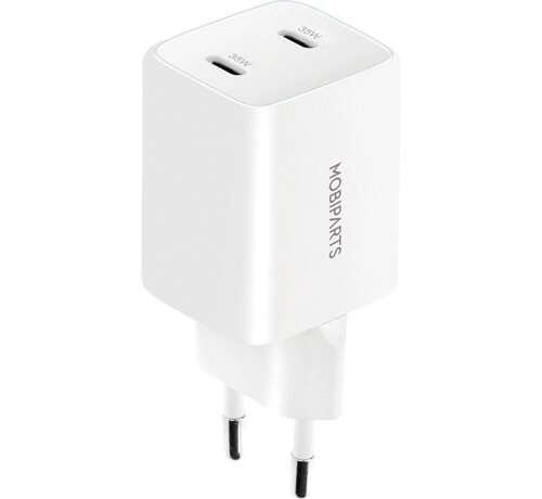 Mobiparts GaN Wall Charger | Dual USB-C Oplader 35W | Wit