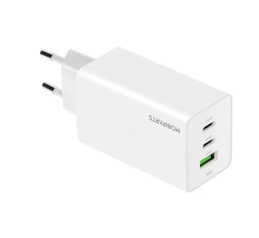 GaN Wall Charger USB-Cx2/USB-A3.0/QC 65W Wit