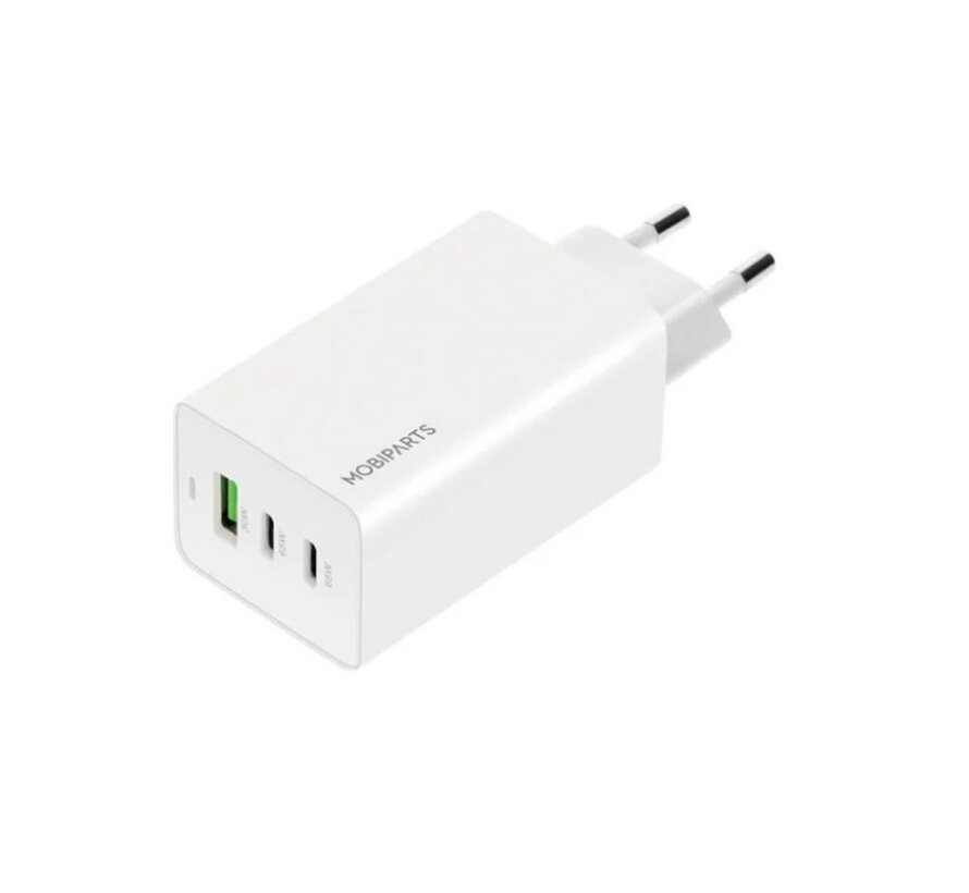 GaN Wall Charger USB-Cx2/USB-A3.0/QC 65W Wit