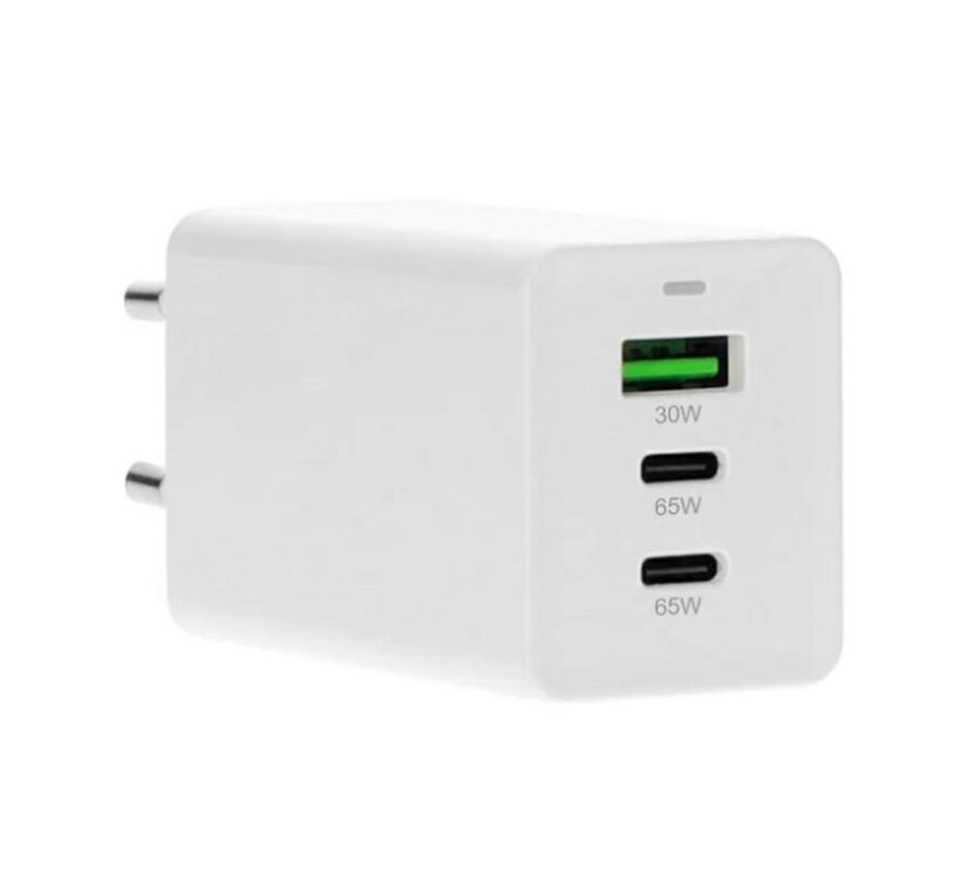 GaN Wall Charger USB-Cx2/USB-A3.0/QC 65W Wit