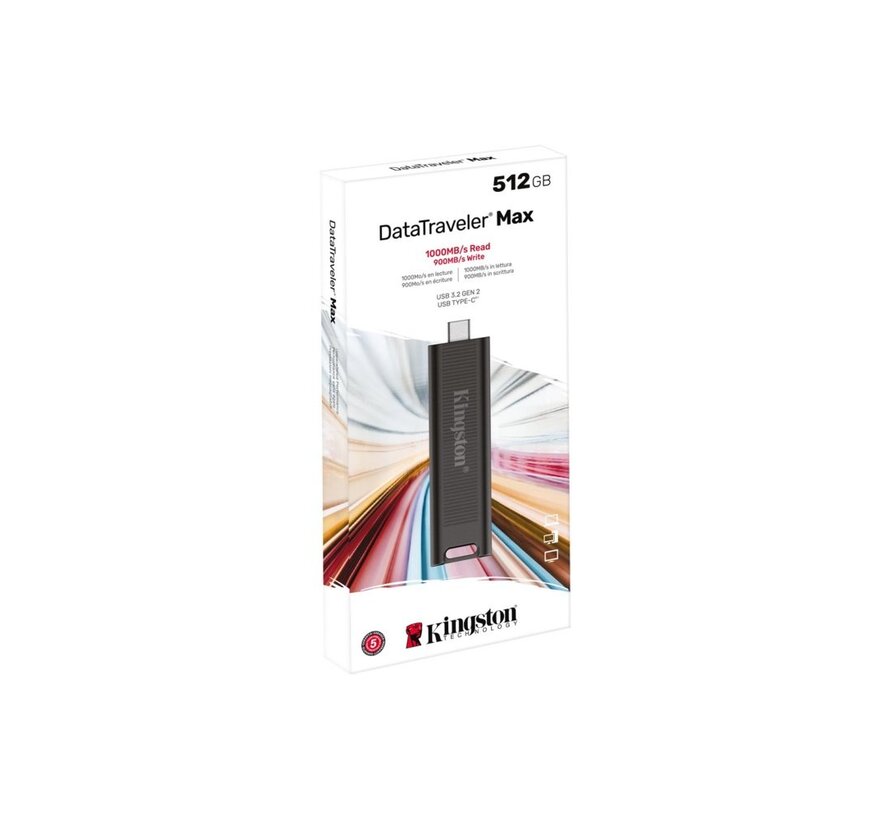 DataTraveler Max | 512GB USB-C 3.2 Flash Drive | Zwart