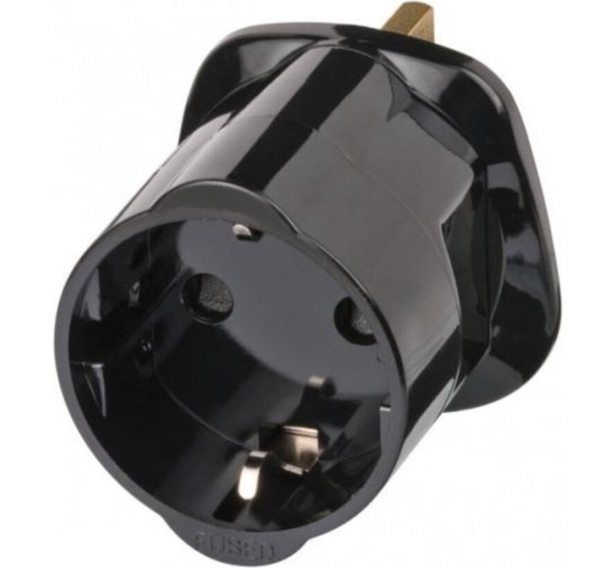 Brennenstuhl Travel Adapter earthed/GB netstekker adapter Type G (VK) Type F Zwart