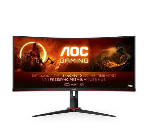 AOC G2 CU34G2X/BK 34" | 3440x1440 VA | 144Hz | Curved Gaming Monitor