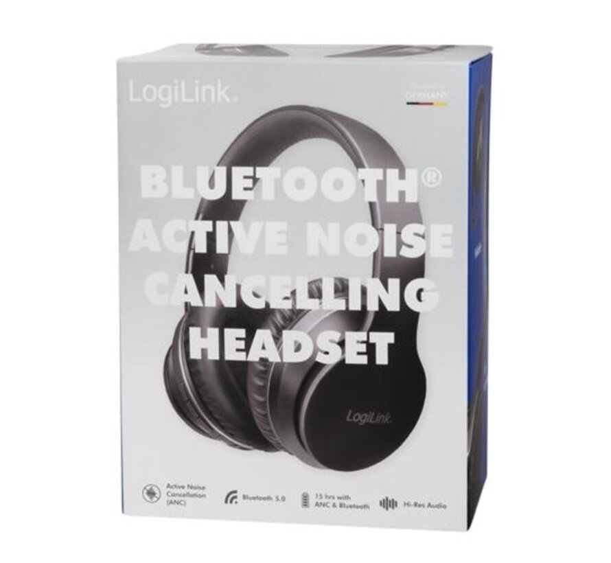 LogiLink BT0053 hoofdtelefoon/headset Draadloos Hoofdband Muziek Bluetooth Zwart