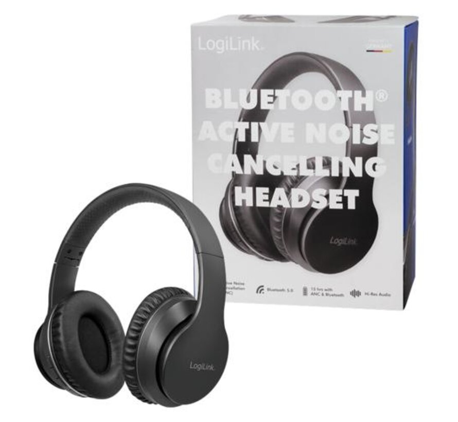 LogiLink BT0053 hoofdtelefoon/headset Draadloos Hoofdband Muziek Bluetooth Zwart