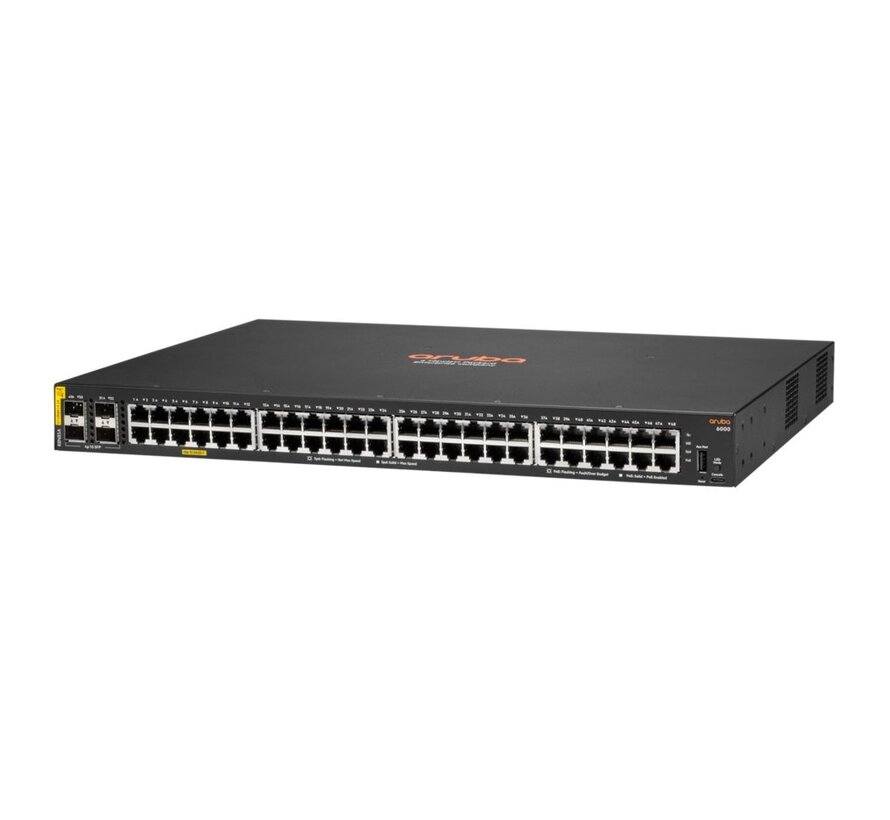 Aruba 6000 48G | Managed L3 Switch | 48x Gigabit PoE+ | 4x SFP | 370W PoE-budget | 1U Rackmount