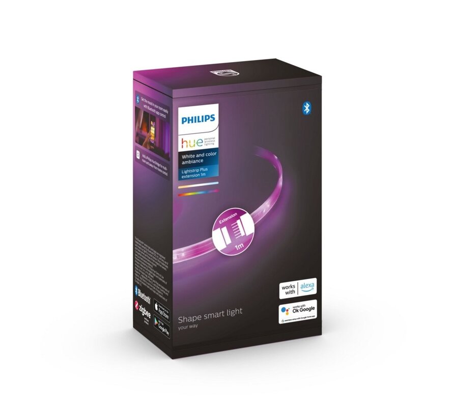 Hue Lightstrip Plus V4 Verlengstuk | 1 Meter | White & Color Ambiance | Flexibel Ontwerp | Compatibel met  Hue Bridge