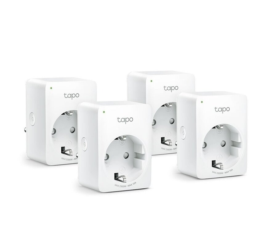 Tapo P100 (4-pack) | Slimme Wi-Fi-stekker | 2300W | Spraakbesturing | Schema & Timer | Compact ontwerp | Wit