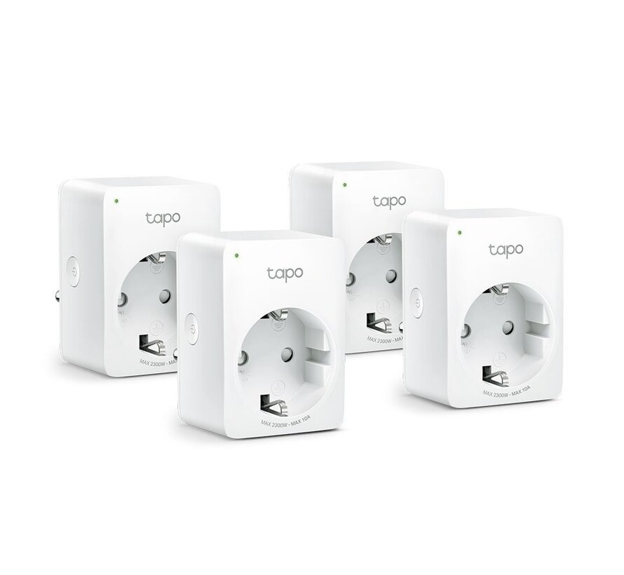 Tapo P100 (4-pack) | Slimme Wi-Fi-stekker | 2300W | Spraakbesturing | Schema & Timer | Compact ontwerp | Wit