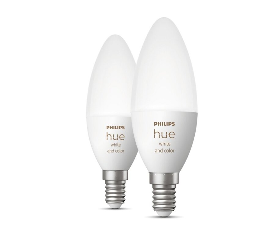 Hue White & Color Ambiance E14 Kaarslamp (2 Stuks) | Losse Lampen | Dimbaar | Compatibel met  Hue Bridge
