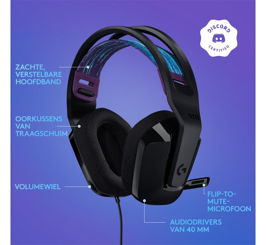 G G335 Wired Gaming Headset Bedraad Hoofdband Gamen Zwart