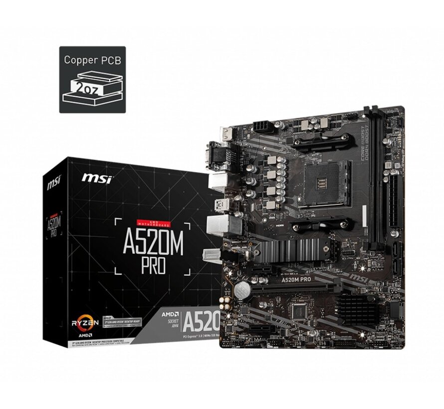 A520M PRO moederbord AMD A520 Socket AM4 micro ATX