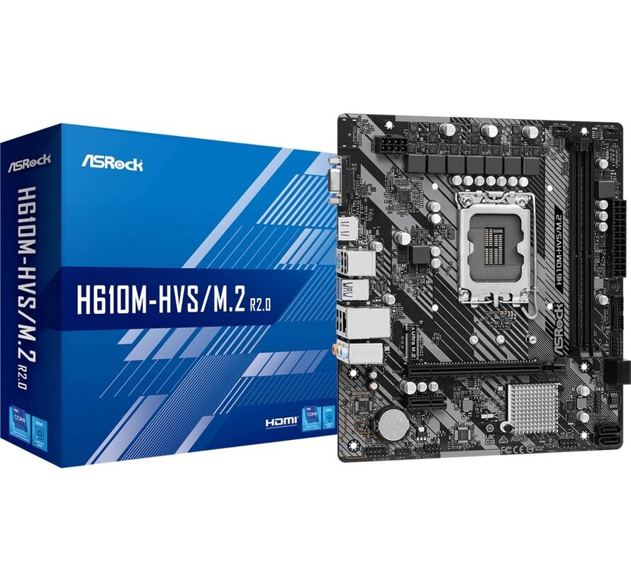 H610M-HVS/M.2 R2.0 | Socket LGA 1700 | Intel H610 | 4xDDR4 | Micro-ATX | Moederbord