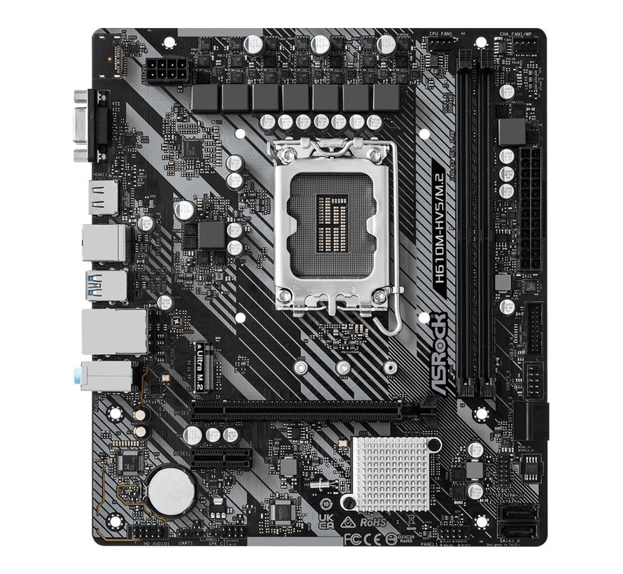 H610M-HVS/M.2 R2.0 | Socket LGA 1700 | Intel H610 | 4xDDR4 | Micro-ATX | Moederbord