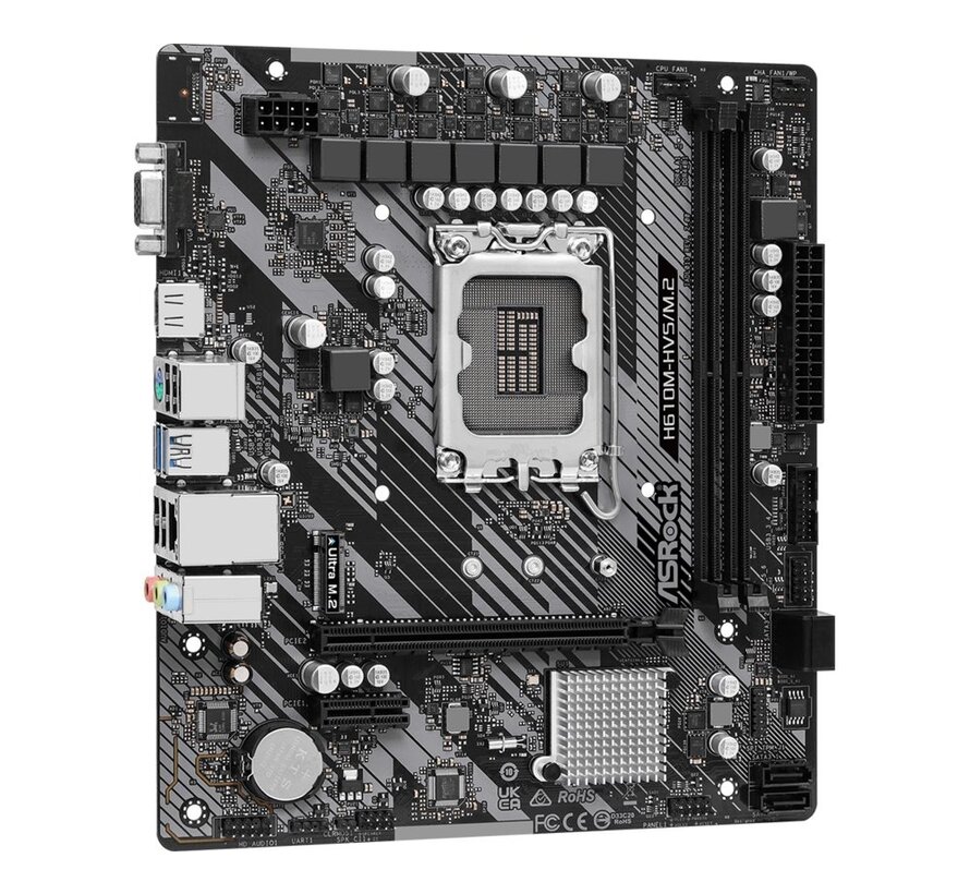 H610M-HVS/M.2 R2.0 | Socket LGA 1700 | Intel H610 | 4xDDR4 | Micro-ATX | Moederbord