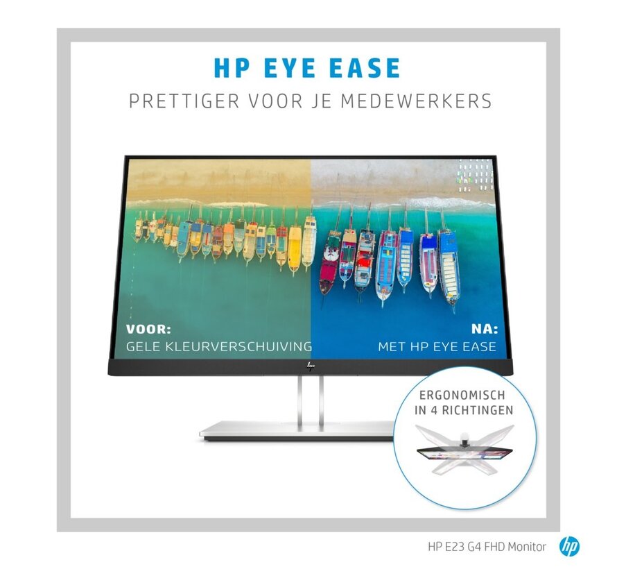 HP E-Series E23 G4 58,4 cm (23") 1920 x 1080 Pixels Full HD LCD Zwart, Zilver