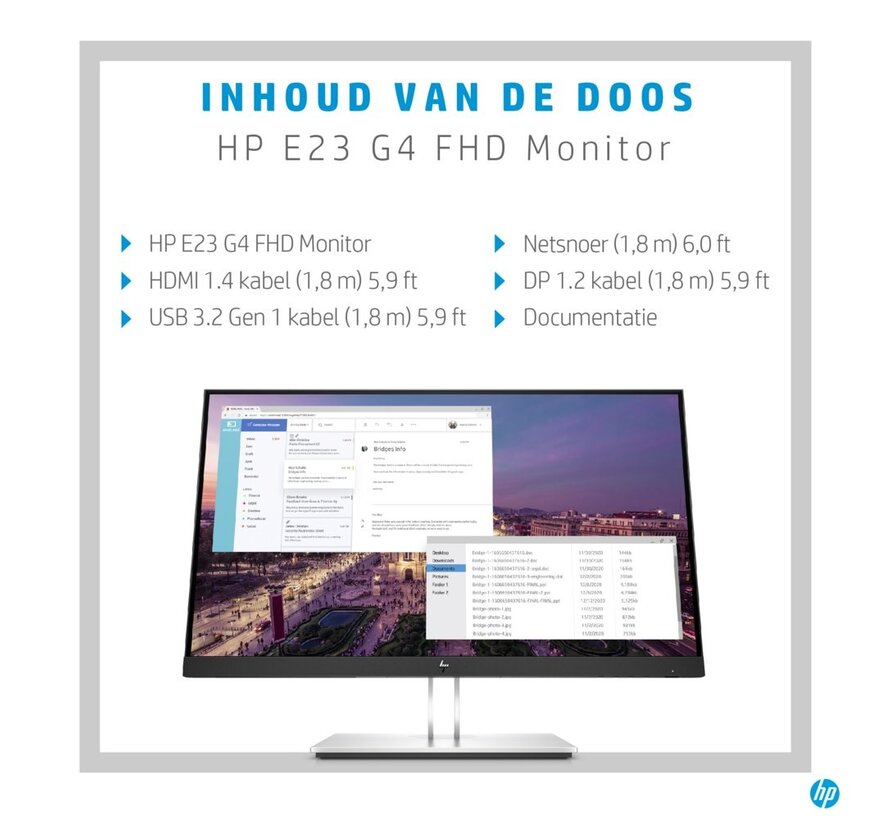 HP E-Series E23 G4 58,4 cm (23") 1920 x 1080 Pixels Full HD LCD Zwart, Zilver