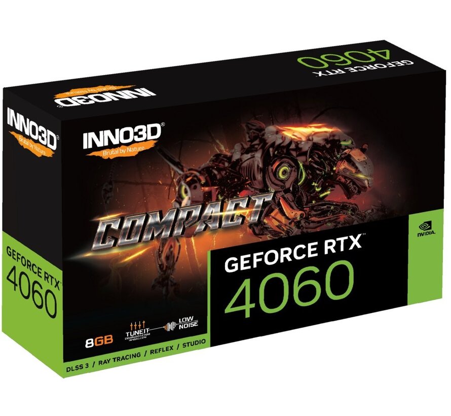 GeForce RTX 4060 Compact | 8GB GDDR6 VRAM | Videokaart | GPU | Nvidia