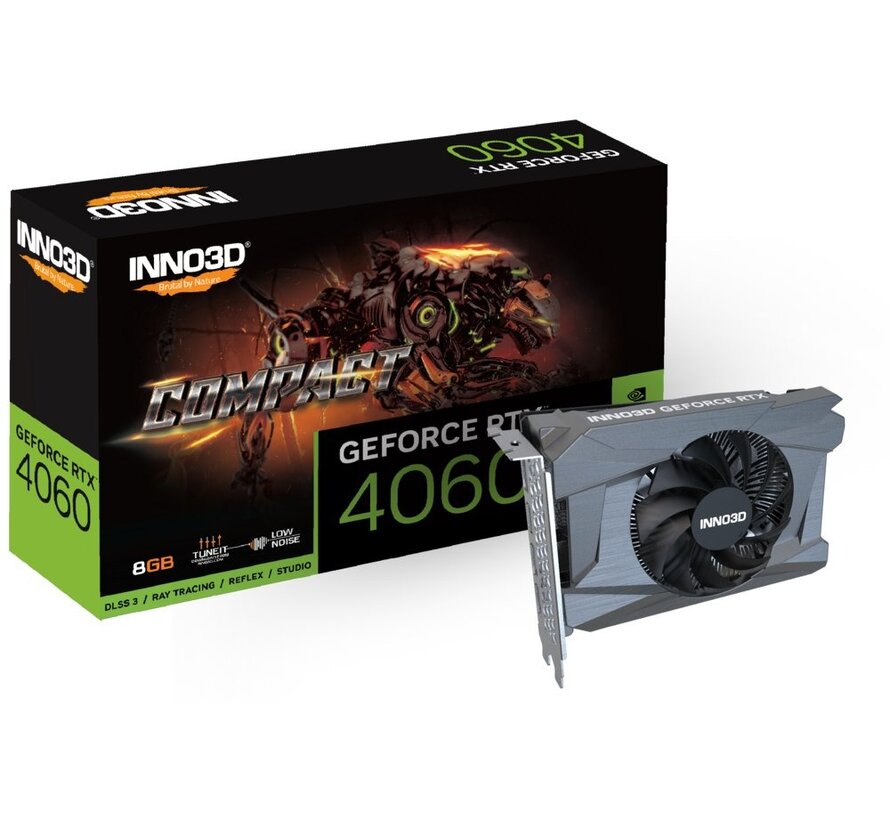 GeForce RTX 4060 Compact | 8GB GDDR6 VRAM | Videokaart | GPU | Nvidia