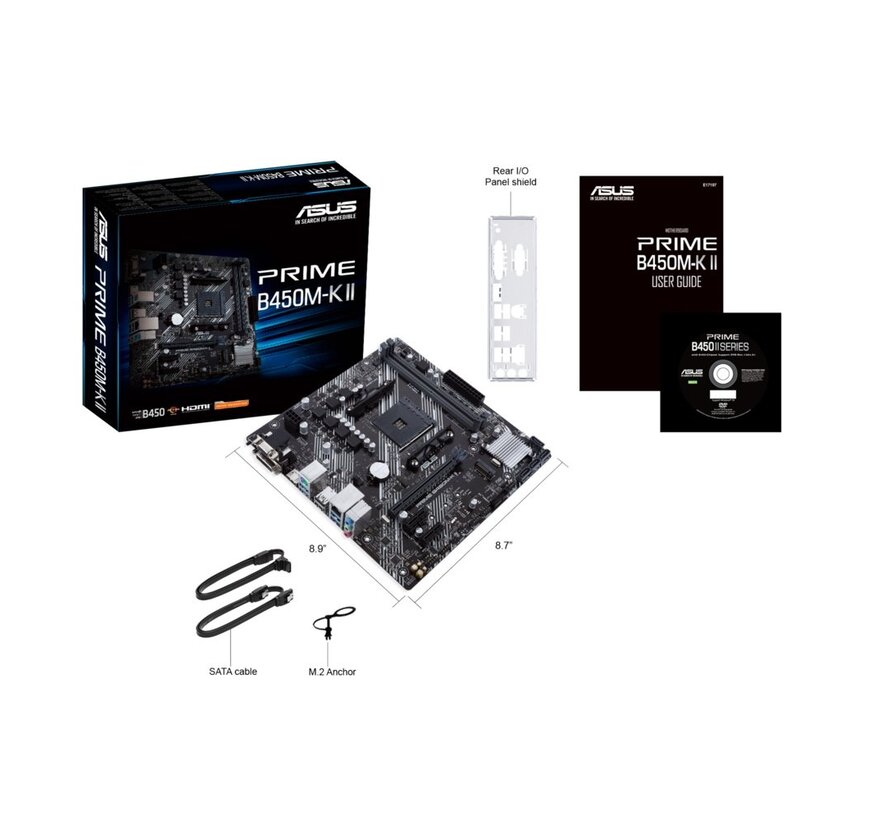 ASUS Prime B450M-K II AMD | Socket AM4 | AMD B450 | 2xDDR4 | Micro-ATX | Moederbord
