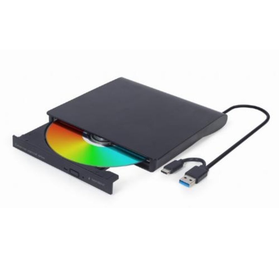 DVD-USB-03 | Externe CD/DVD Brander & Speler | USB & USB-C | Compact ontwerp | Zwart