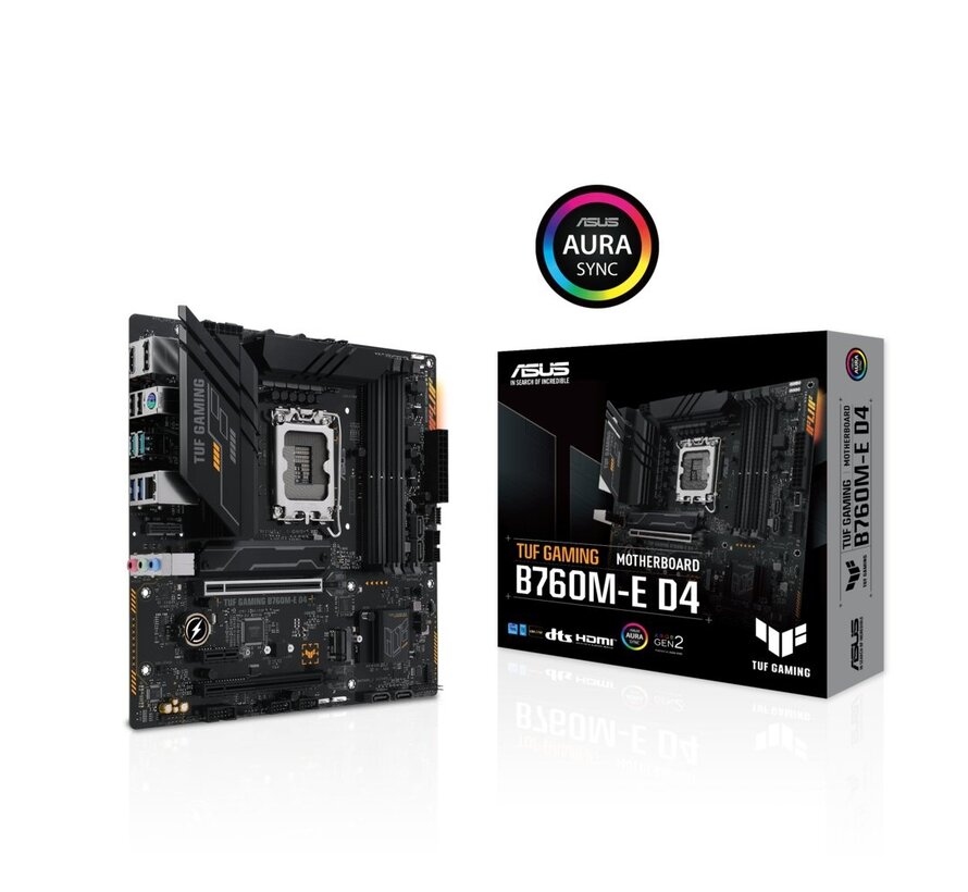 ASUS TUF GAMING B760M-E D4 | Socket LGA 1700 | Intel B760 | 4xDDR4 | Micro-ATX | Moederbord