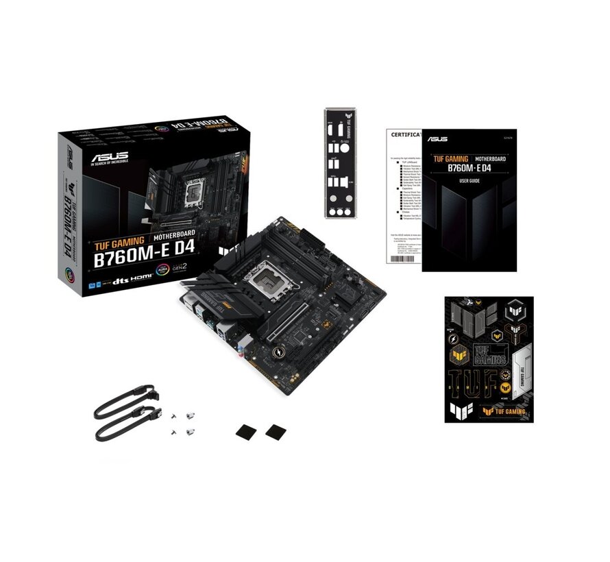 ASUS TUF GAMING B760M-E D4 | Socket LGA 1700 | Intel B760 | 4xDDR4 | Micro-ATX | Moederbord