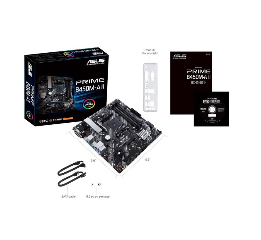 ASUS PRIME B450M-A II | Socket AM4 | AMD B450 | 4xDDR4 | Micro-ATX | Moederbord