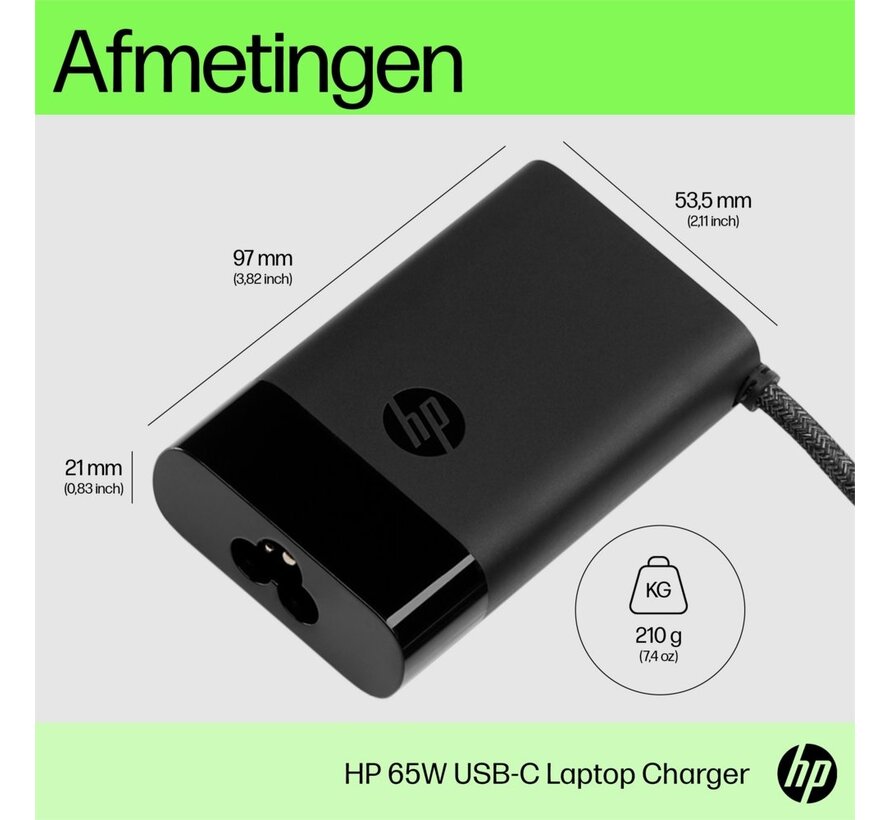 HP 671R2AA | USB-C Notebook Lader | 65 Watt