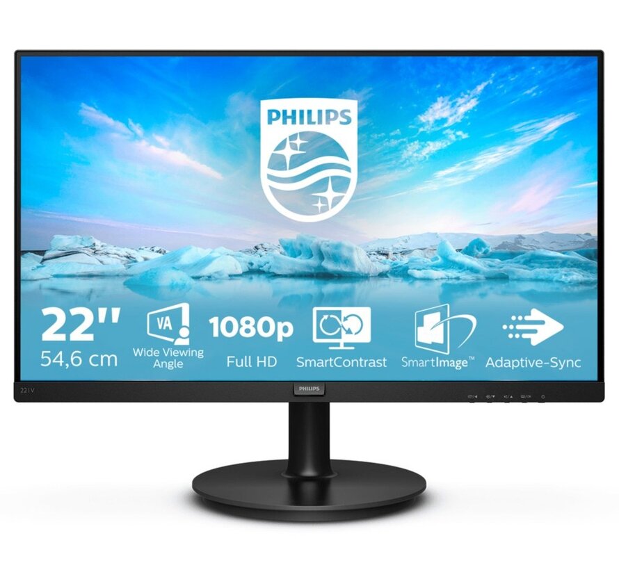 V-Line 221V8A/00 21.5" | 1920x1080 VA | 75Hz | Ingebouwde Luidsprekers | VESA-Compatibel | Monitor