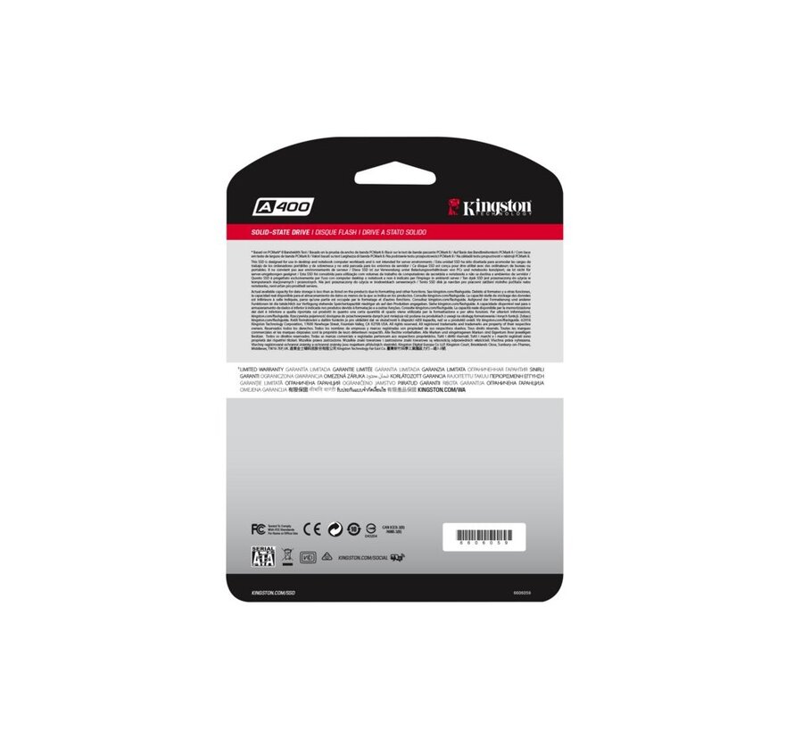 A400 | 240GB SATA SSD | 2.5'' | 500MB/s Lezen | 350MB/s Schrijven