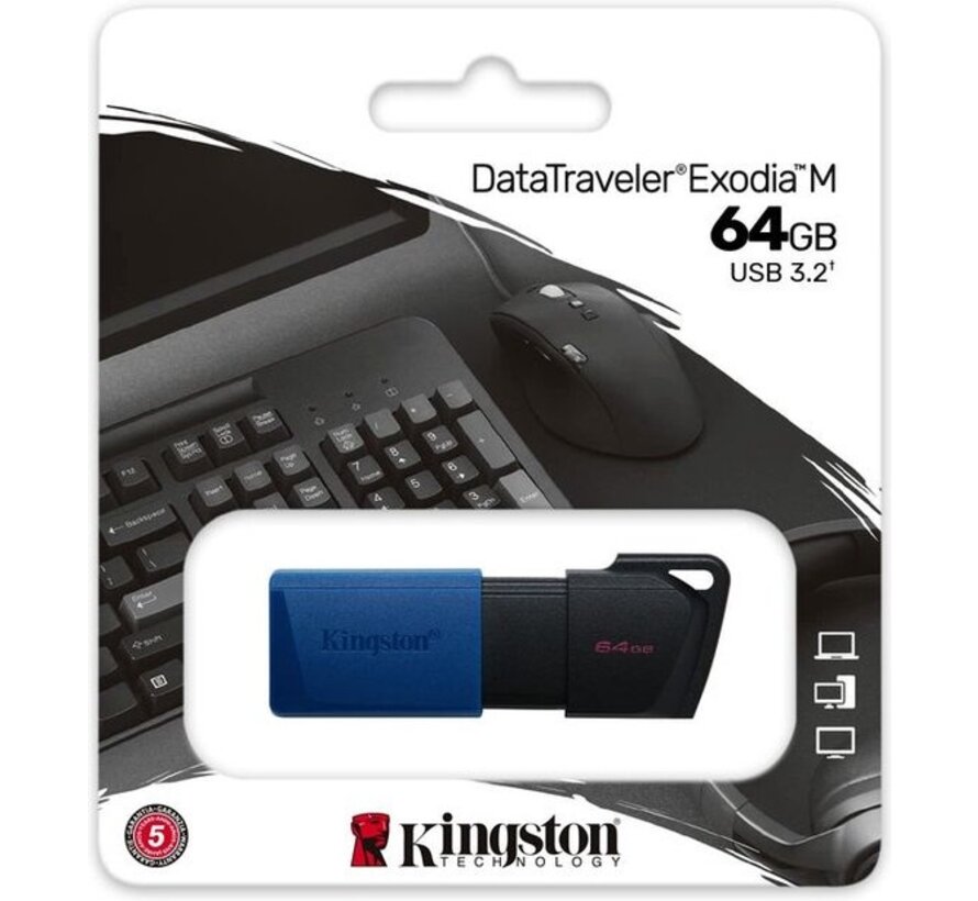 Pendrive Kingston DTXM/64GB Keychain Black Blue Black/Blue 64 GB