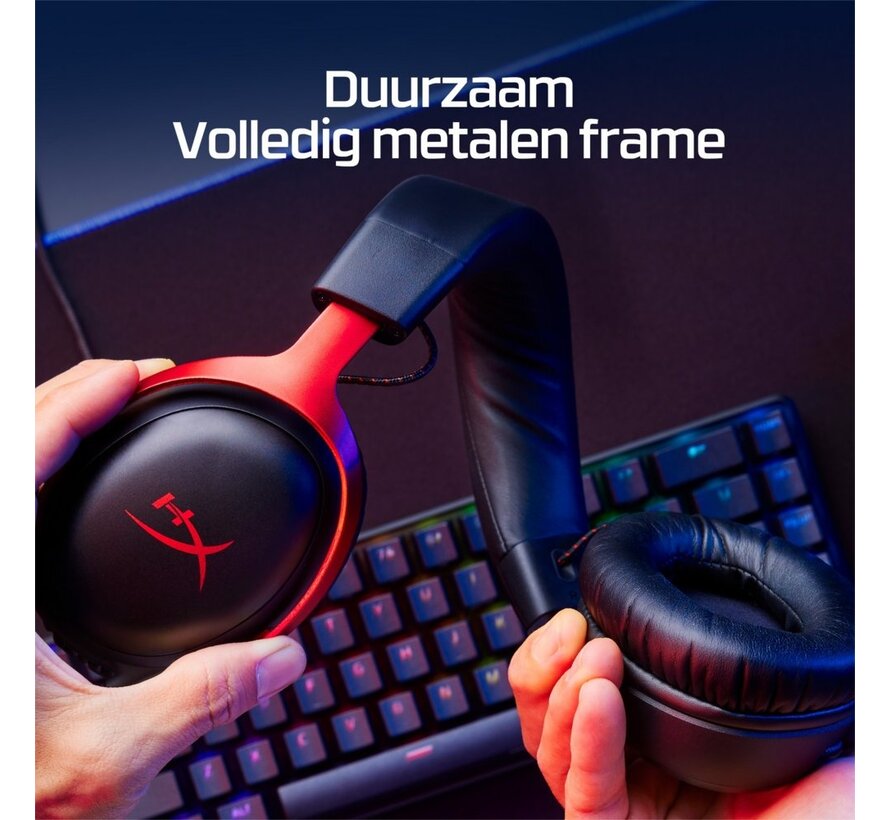 Cloud III | Bedrade Over-ear Gaming Headset | 3.5mm + USB-A + USB-C | Zwart/Rood