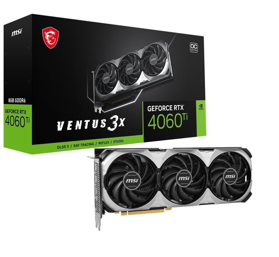 GeForce RTX 4060 Ti VENTUS 3X OC | 8GB GDDR6 VRAM | Videokaart | GPU | Nvidia