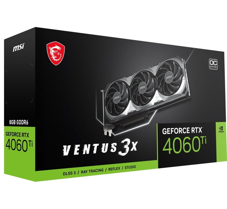 GeForce RTX 4060 Ti VENTUS 3X OC | 8GB GDDR6 VRAM | Videokaart | GPU | Nvidia