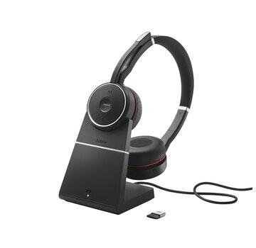 Jabra Evolve 75 | Draadloze On-ear Headset met ANC | USB Receiver | Oplaadstation | Zwart